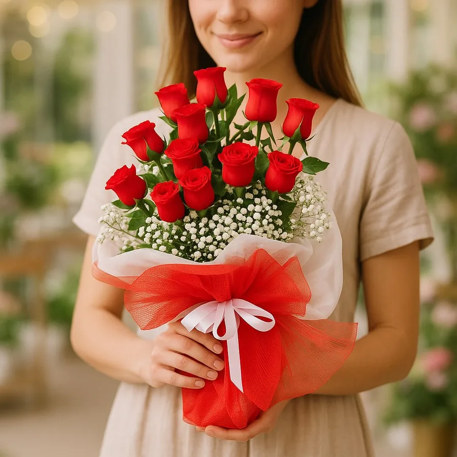 11 Rot Rosen Strauß