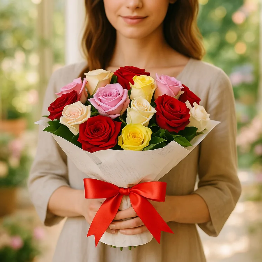 15 Mixed Color Rose Bouquet