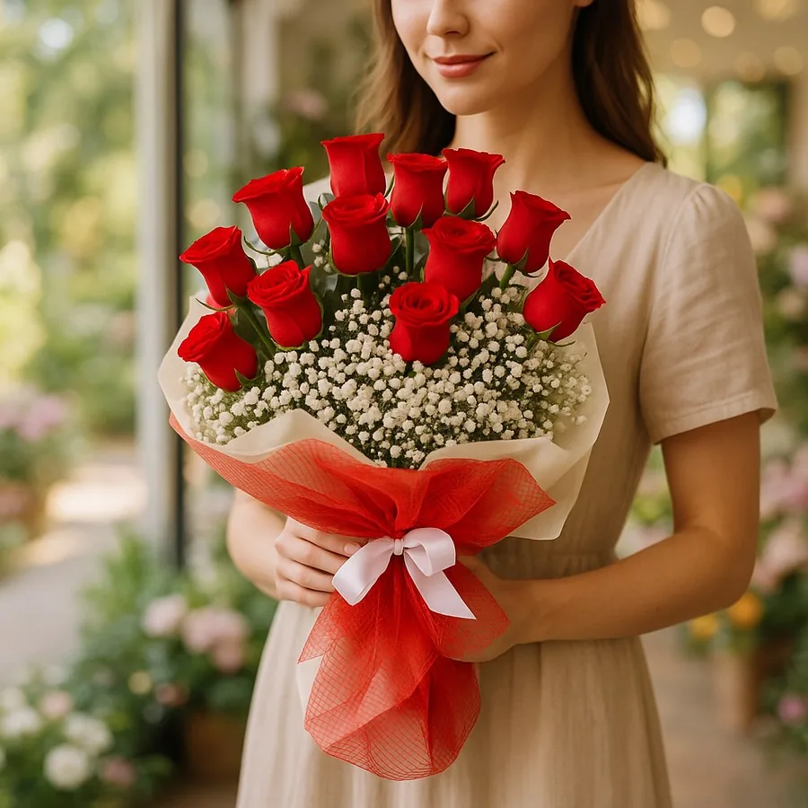 15 Rot Rosen Strauß