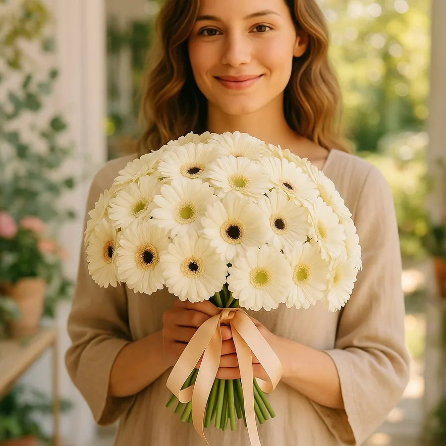 35 White Gerbera Bouquet