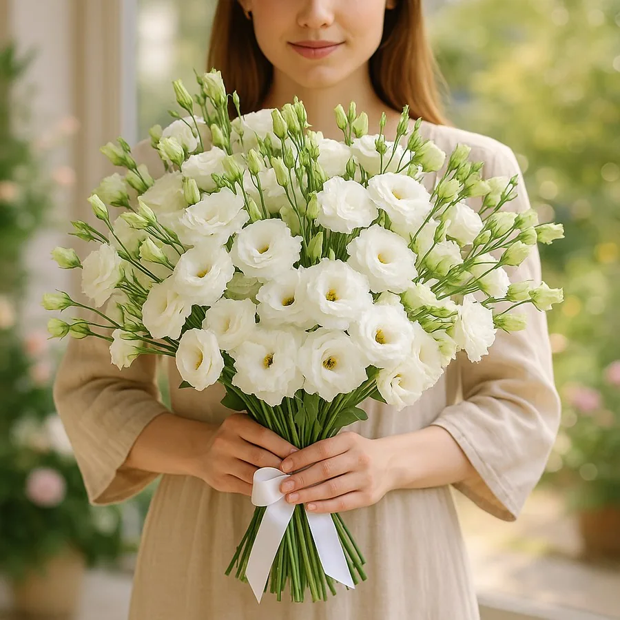 51 Weiß Lisianthus Strauß