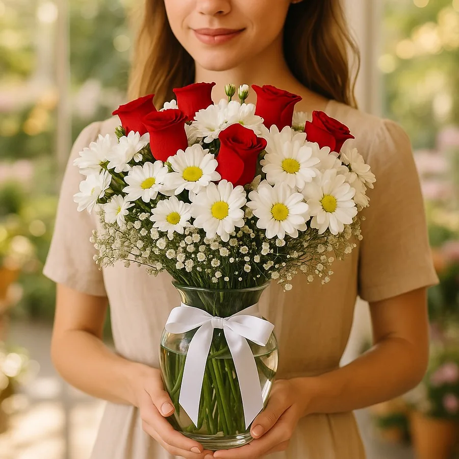 7 Red Rose and White Fillers